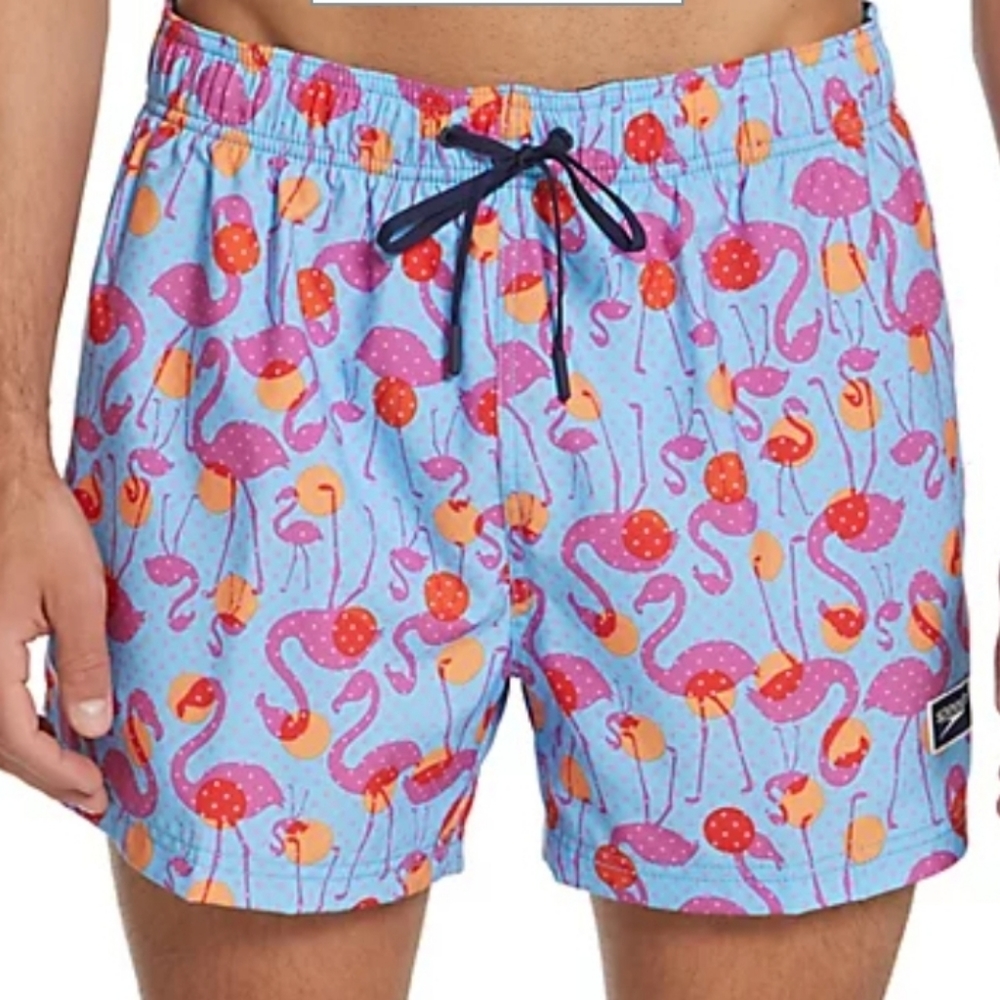 Men Speedo Vibe Spotted Flamingo 14 Inch Volley Large